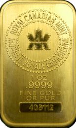 Royal Canadian Mint 1 oz. Gold Bar - Obverse