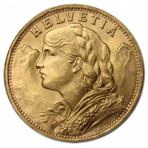 Swiss 20 Franc Gold Coins 1897-1949 - Obverse