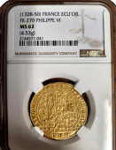 1328-50 | French Ecu' OR | FR-270 | Philippe VI | NGC MS 62