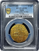 1556-87  Spain | 4 Escudo | PCGS | AU-53