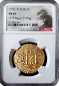 1709 Peruvian 8 Escudo NGC MS 61 
