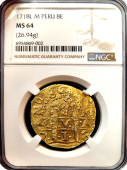 1718 | Peru 8 Escudo | NGC MS 64 