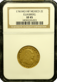 1741/31 Mexican Gold 2 Escudo NGC XF 45