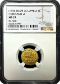 1746-56 | Colombia 2 Escudo | NGC MS-63