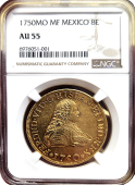 1750 | Mexico 8 Escudo | NGC AU-55