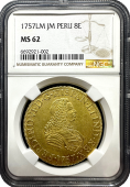 1757 Peru | 8 Escudo | NGC | MS-62