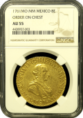 1761 Mexican | 8 Escudo | Order on Chest | NGC AU 55