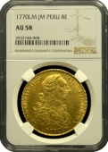 1770 Peru 8 Escudo | NGC | AU 58