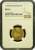 1795 Spanish 2 Escudo NGC MS 61