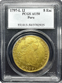 1797 | Peru 8 Escudo | AU-50