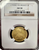 1799 | Mexico | 2 Escudo | AU 58 (NGC)