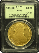 1806 Chile 8 Escudo | PCGS | AU 55