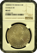 1808 Mexican 8 Reale |NGC | Mint State 63