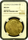 1813 Columbian 8 Escudo NGC MS 64 Plus 