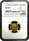 1814 | MO-HJ | Escudo | Mexico | MS-64 Plus
