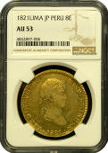 1821 Lima Peru 8 Escudo | AU-53 - Quality