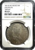 1821 Mexico 8 Reale "Hispan" | NGC | MS 62 Plus