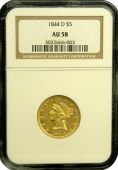 1844-Dahlonega | $5 Liberty Gold | AU-58