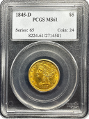 1845-D | $5 Liberty Gold Head | PCGS | MS-61