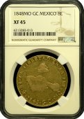 1848-Mexico | "Hand on Book" | 8-Escudo | NGC XF45