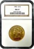 1852 | 10 Liberty | NGC | MS-61
