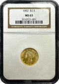 1852 | $2.5 Liberty | NGC | MS 63 
