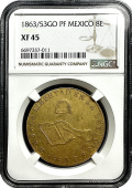 1863-53 | Mexico | 8 Escudo | NGC XF-45