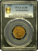 1865 $2 Newfoundland | PCGS | AU-58 Quality