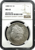 1880 | CC Morgan Silver Dollar | NGC MS-63 Quality