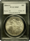 1884 | CC Morgan Silver Dollar | PCGS/NGC MS-65