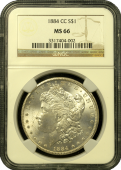 1884-CC Morgan Silver Dollar NGC MS-66 Quality