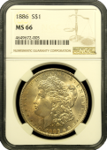 1886 Morgan Silver Dollar NGC MS 66