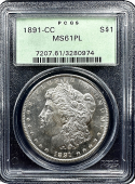 1891 | CC Morgan Silver Dollar | PCGS MS61-Prooflike