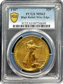 1907 Saint Gaudens | High Relief | Wire Edge | PCGS MS-63
