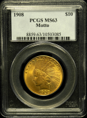 1908 $10 Indian Gold Motto MS-63 Quality