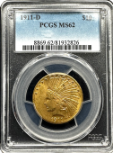 1911-D | $10 Indian | Gold MS-62 