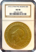 1915 S | $50 Pan Pacific | Round | AU-58