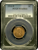 1916 D 1 Cent PCGS MS 65 RED