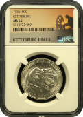 1936 Gettysburg Commemorative Half Dollar NGC MS65