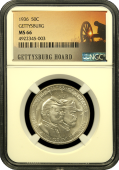 1936 Gettysburg Commemorative Half Dollar NGC MS66
