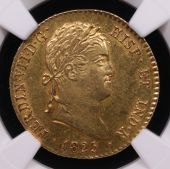1825-M Spain 2 Escudos Ferdinand VII NGC AU-58