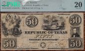 1839-41 | Republic of Texas  | $50 Note | PMG Very Fine 20