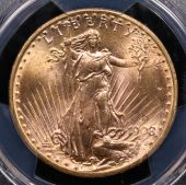 1908-D $20 St. Gaudens Double Eagle PCGS MS-65 Motto