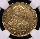 1799-M Spain 2 Escudos NGC AU-58