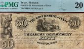 1838-39 | Government of Texas | $50 Note | PMG Very Fine 20