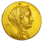 Arsinoe II under Ptolemy V | Gold Octodrachm | Choice About Unc.
