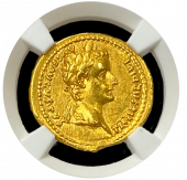 Tiberius Gold Aureus Liva as Pax NGC AU 5x3