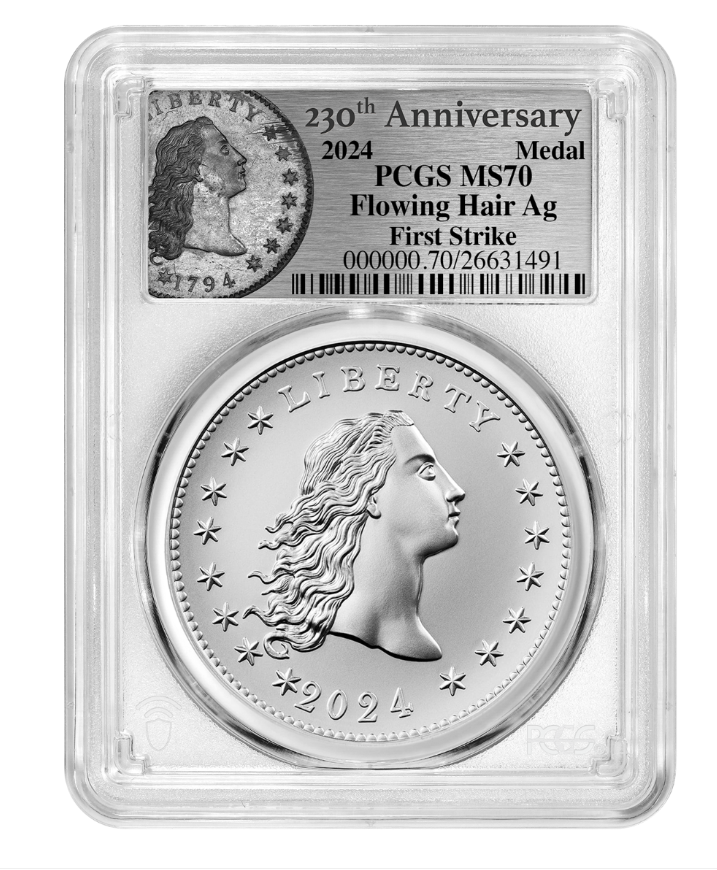 2024 Flowing Hair Silver Medal PCGS MS-70 Quality