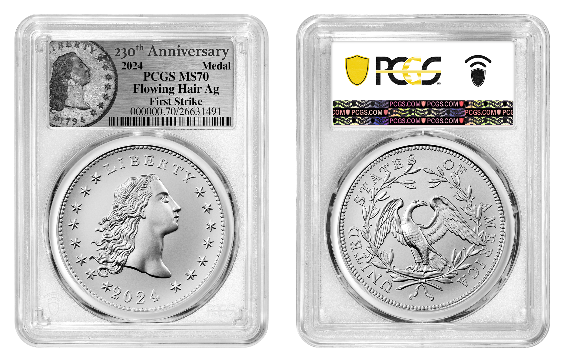 2024 Flowing Hair Silver Medal PCGS MS-70 Quality