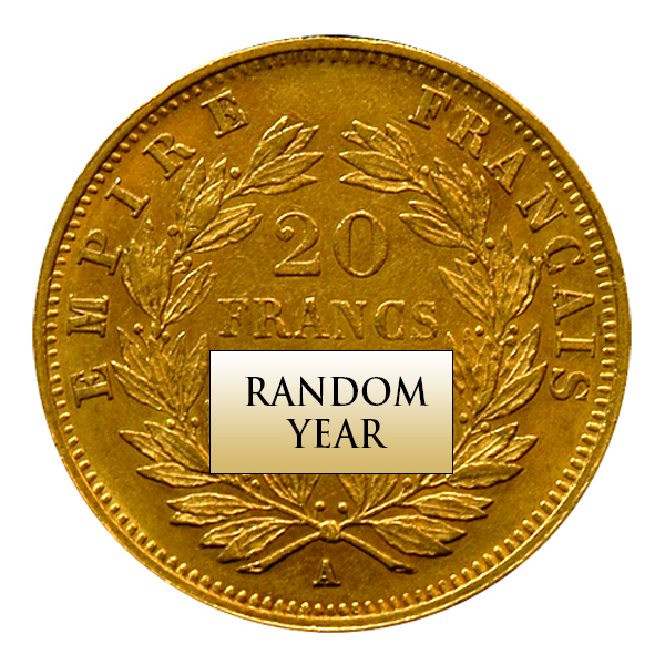 Napoleon III French 20 Francs 1852-1870 - Reverse Napoleon III French 20 Francs 1852-1870 - Reverse